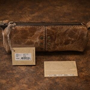 Patricia Nash ISLA Bronze Leather Oblong Wristlet Cosmetic Case NWT Incl Dustbag